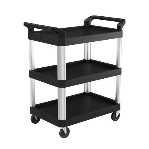 Suncast Commercial 3 Shelf Service Cart, Small, Black